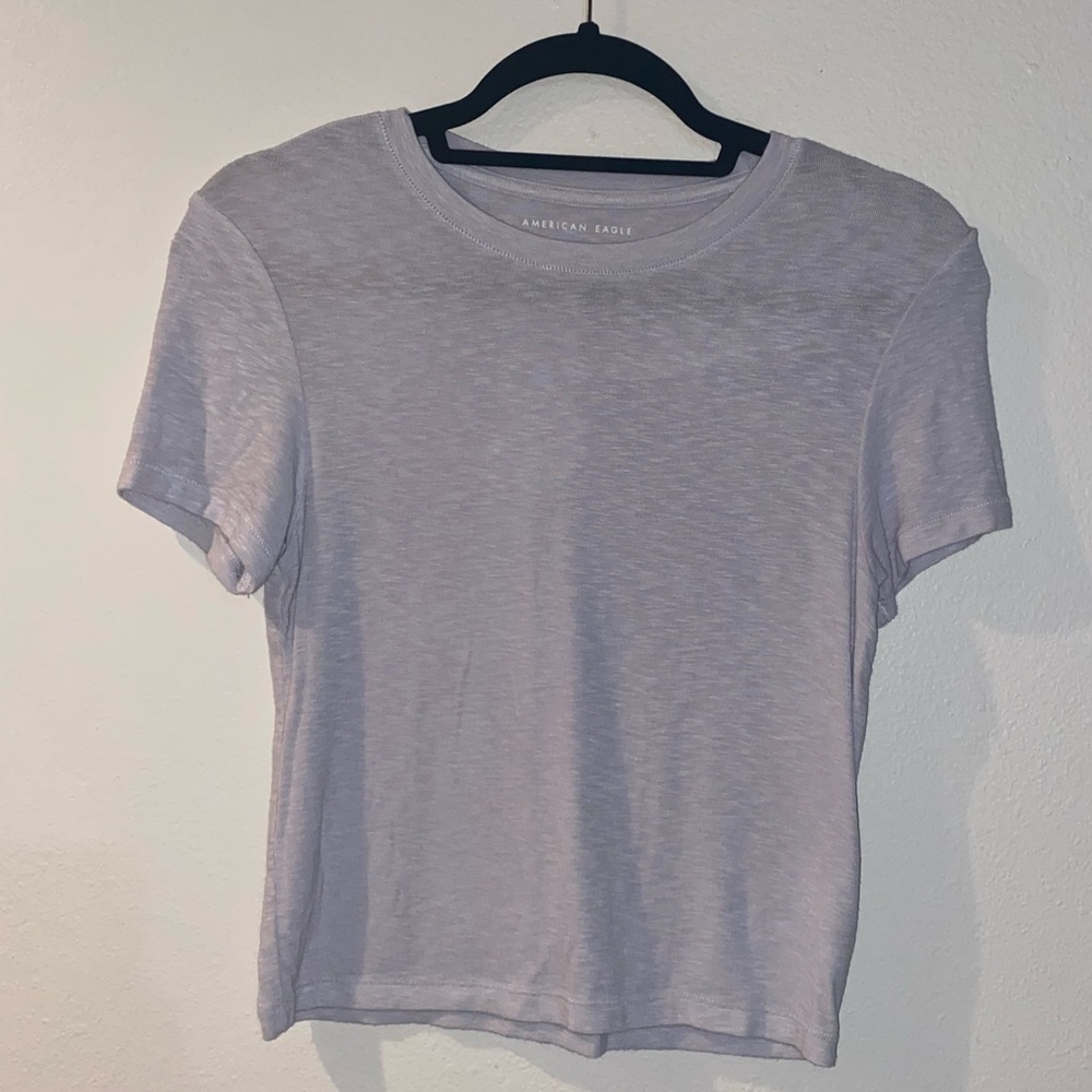 American Eagle Outfitters gray/light purple cropped shirt